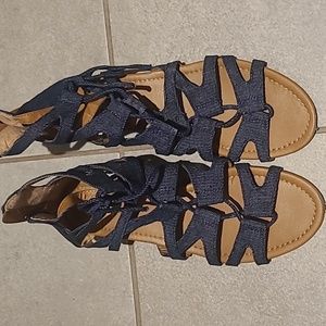 Denim gladiator sandals